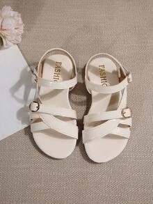 Children Fashion Outdoor Sandals Summer Square Toe Flat Shoes Strap Sandals New Style Girls Shoes Stylish Beach Slippers - Beige - View 2