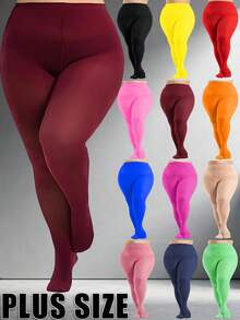 1 đôi quần tất nữ cỡ lớn 80D, màu trơn, chất liệu sợi polyester mềm mại, có thể giặt tay, nhiều màu sắc để lựa chọn, thiết kế cạp cao, phù hợp với phụ nữ cỡ lớn, thoải mái và thoáng khí. - Nhiều màu - Xem 3