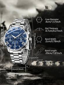 Bộ 2 chiếc đồng hồ nam Gettysburg, dây đeo bạc, kiểu dáng tối giản, mặt số ba mặt, máy quartz, thích hợp đeo hàng ngày, làm vật trang trí hoặc quà tặng ngày lễ. - Bạc - Xem 6