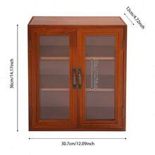 ZHFEISY Rustic Vintage Mini Counter Top Cabinet, Tabletop Display Case With Organic Glass Door, Wall Storage Cabinet, Pantry And Countertop Organization - 棕色 - 查看 6