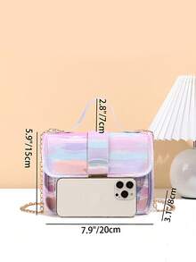 1 Stück Vintage bedruckte Plüsch Handtasche für Mädchen, süße Metall Kette Umhängetasche, lässige Dating Handytasche, ideale Wahl als Geschenk