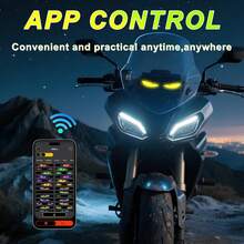 Ojos LED para parabrisas de coche - Tiras de luces Devil Eyes con patrones dinámicos, control remoto por aplicación, resistencia al agua IP68, alimentación por USB para coches, camiones, autocaravanas y motos - 7*17,3 cm (1 pieza) - Ver 3