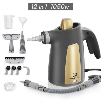 SUPERLEX 12-In-1 Handheld High-Temperature Steam Cleaner – Portable Steamer Cleaning Machine  With 12 Accessories, 350ml Water Tank, 1050W Fast Heating High Pressure Cleaning, Portable Steam Cleaning Tool, Suitable For Car, Sofa, Floor, Bathroom And Window Cleaning