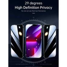 3pcs Privacy Protection Full Screen Tempered Glass Protector Protect Compatible With Iphone 17 17Pro 17Promax 17Air 16 15 14 13 12 11 Pro Promax Plus With Black Edge Silk Screen Anti Peeping Full Screen Phone Protective Film - 彩色 - 查看 4