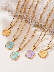 1 pezzo Collana con ciondolo a forma di cuore con zirconia, set di collane con ciondoli a goccia, placcato in oro 18K in acciaio inossidabile