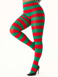1 Pair Striped Tights/Thigh High Socks, Suitable For Cosplay, Parties, Halloween, Christmas, Music Festivals, Spring/Autumn/Winter
