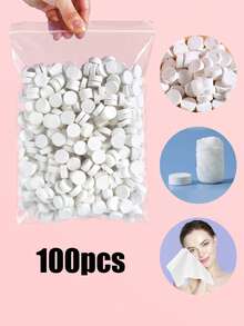 100-Piece Disposable Compressed Facial Towel, Thick And Soft Gentle Cleansing Towel Home Bathroom Decoration Back To School Beauty Salon Home Bathroom Hotel Disposable Facial Compressed Towel, 20cmx22.5cm Soft Towel, Disposable Compressed Towel For Outdoor Travel, Camping Wipes And Toilet Paper - No Pattern - View 2