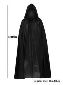 1/2PCS 黑色吸血鬼女巫派对、狂欢节、恶作剧派对礼服、骷髅鬼礼服、恐怖鬼面具、成人黑色角色扮演服装配饰，适合送给他/她理想的节日礼物（斗篷尺寸包括帽子的整体尺寸） - 彩色 - 查看 17