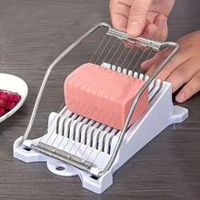1PC Stainless Steel Spam & Egg Slicer - Manual Kitchen Tool With Non-Slip Base | Perfectly Slicing Luncheon Meat, Hard Boiled Eggs, Fruits | Dishwasher  & Easy To Clean - White - View 3