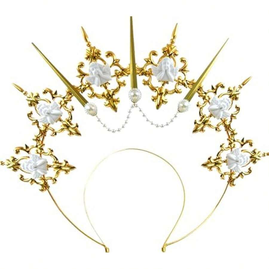 RGT Gold Halo Crown Spiked Crown Headband Sunburst Zip Tie Headpiece Goddess Costume For Wedding Photoshoot Cosplay Pageant Festival Renaissance - Nhiều màu - Xem 1