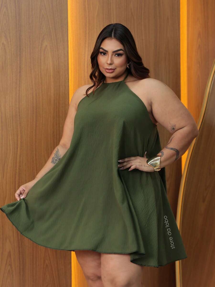 Women's Plus Size Short Party Dress Comfortable G1 G2 G3 - MILITARY - View 1