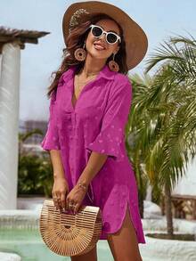 Women's Swimsuit Cover - Ups White Chiffon Bikini Swimwear Beach Dress Outfits Summer 6HQS - Fluorescent Red - 查看 5