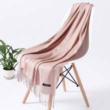 1 件 190*70 厘米经典纯色防风披肩，时尚男女通用轻质流苏围巾，适合户外、空调房间、柔软超大穆斯林头巾，四季皆宜