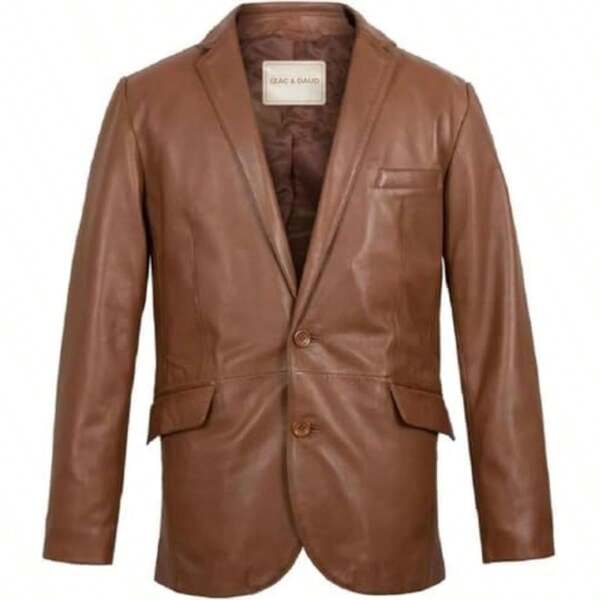 Isaac & David Chicago Casual Wear Leather Blazer Sport Coat With Classic Button Closure For Men(Medium Brown)