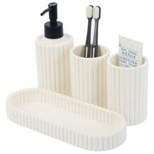 Dispensador Jabón Líquido Set, 1*300ml Dispensador + 2 Vaso para Cepillo de Dientes + Plato, Material de Plástico con Bomba Negra, Ideal para Cocina, Baño, Shampoo, Lotion, Blanco - Blanco - Ver 10