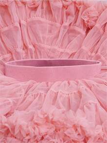 New Young Girl Tutu Skirt, Full Mesh Wide Waist Ballerina Princess Cake Puff Skirt, Light Pink - Dusty Pink - View 5