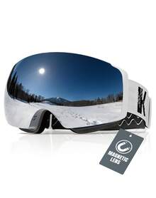 OTG Ski Goggles, Interchangeable Magnetic Lens Snow Goggles, Anti Fog Snowboard Goggles For Women Men Adult Youth - 銀色 - 查看 8