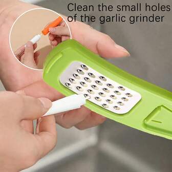 1 set multifunktionell vitlökskvarnar, vitlökspress + rengöringsborste, robust material, kompakt och bärbar, lätt att rengöra, lämplig för kök och restaurangbruk