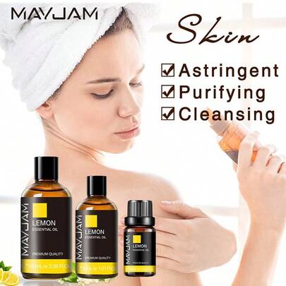  1瓶装 10毫升/30毫升/100毫升 MAYJAM 柠檬精油，天然萃取精华，护肤清洁净化，可用于沐浴、按摩、加湿器香薰。