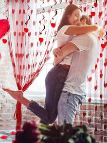 1 chiếc rèm dây hình trái tim cho ngày Valentine, rèm hạt cườm hình trái tim, rèm trang trí ngăn phòng, rèm treo cửa ra vào, trang trí tiệc Valentine, trang trí trái tim bằng chỉ lụa, thích hợp cho trang trí phông nền ngày Valentine và đám cưới. - Nhiều màu - Xem 9