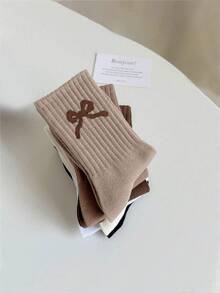 5双儿童中性美利奴羊毛秋冬高弹力纯色中筒袜 - 彩色 - 查看 4