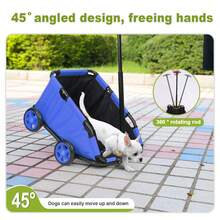 Wedyvko Pet Stroller For Small Dogs, Puppies, Cats, And Rabbits – Foldable With 45° Angled Design And 360° Rotating Handle – Comfortable Cushioned Seat, Restraint Strap, And Storage Bag – Perfect For Walks, Parks, And Outdoor Adventures - Blue - View 5