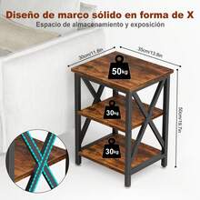 Mesa Auxiliar, Mesa De Noche Moderno, Pequena Mesa De Centro Buró Para Recámara Mesa De Noche Minimalista Mesa Auxiliar Mesa Para Jardín Mesa De Centro Mesa Auxiliar Madera Moderna Mesa De Centro Mesa De Noche Con Estante Mesas Auxiliares - Granate - Ver 2