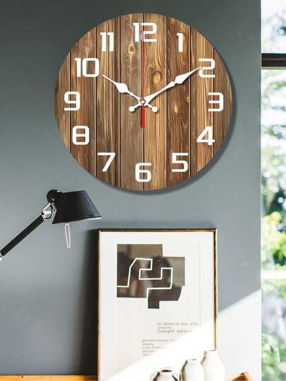 Rustic Wooden Silent Wall Clock - Farmhouse Style, Suitable For Living Room, Bedroom, Kitchen And Office Decor