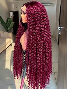36 Inch Deep Wave Burgundy Wig Human Hair Real 250% Density 13x6 HD Deep Wave Lace Front Wigs Human Hair Glueless 99j Burgundy Curly Lace Front Wigs Human Hair For Women Pre Plucked 13x4 Red Wine Colored Human Hair Wigs With Baby Hair - S99J - 查看 2