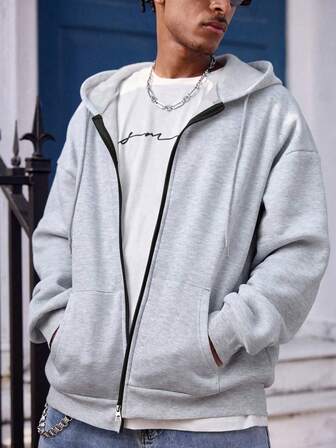 เสื้อแจ็คเก็ตผู้ชายมาใหม่ฤดูใบไม้ผลิ/ใบไม้ร่วง & สีเทาอ่อนแบบเรียบง่าย เสื้อแจ็คเก็ตมีฮู้ดซิปแขนยาวใส่สบาย & เรียบง่ายสำหรับการเดินทาง, วันหยุด, กลางแจ้ง, แคมป์ปิ้ง, ฟิตเนส, วิ่ง เสื้อผ้าผู้ชาย