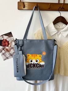 Canvas Tote Bag, Suitable For StudentsOne Shoulderer Bag, Crossbody Canvas Bag, Versatile & Large Capacity Backpack