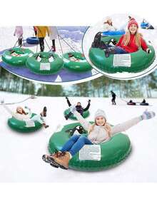 31.49 英寸滑雪板、成人充气滑雪板、加厚重型雪橇（带耐寒 PVC 和凸起手柄）、户外雪橇冬季玩具、圣诞雪橇礼物、圣诞雪人、派对娱乐、圣诞雪人 - 彩色 - 查看 1