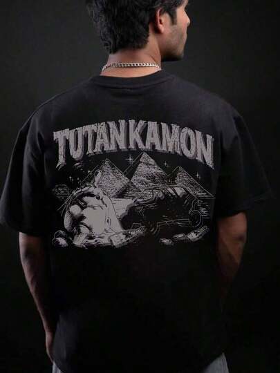 Camiseta de manga corta holgada y elegante con estampado para hombre |   Diseño exquisito |   Un elemento esencial del verano |   Fácil de combinar con una impresión de doble cara para mostrar tu estilo.