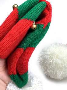 1/3pcs Christmas Knitted Hat-Autumn And Winter Warm Merry Christmas Bell Hat Wool Ball Hat Parent-Child Hat Christmas Hat Bell Knitted Wool Hat - Multicolor - View 6