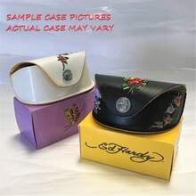 Ed Hardy 042 Sunglasses With Leather Case, Unisex, Wrap Around With Crystal Skull & Roses - Amethyst - View 2