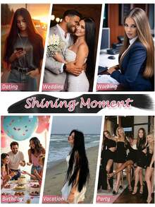 Extensii de păr sintetice lungi și drepte cu clips, 22 inch, 16 clipsuri, 220 g, clipsuri în perucă pentru temperaturi ridicate, pentru femei - Multicolor - Vizualizare 11