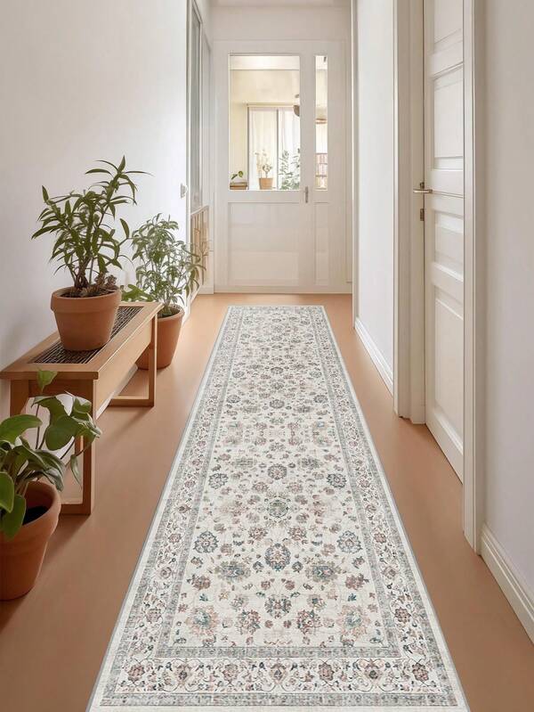 1 pieza Alfombra gris, estilo bohemio, alfombra de pasillo, 850g/M² lavable a máquina, decoración del hogar, sala de estar, cocinas, pasillos, dormitorio, comedor, oficina, para todas las estaciones