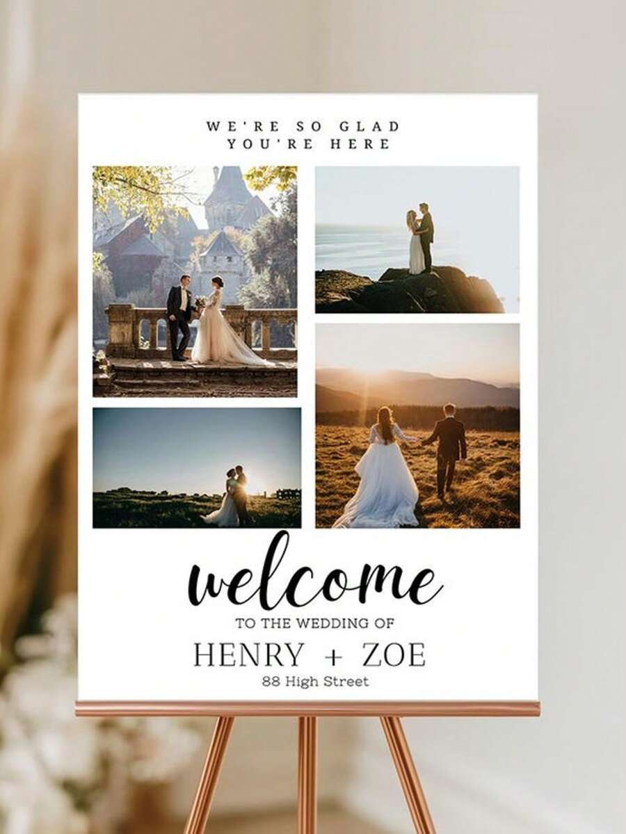 Wedding Welcome Sign Template, Modern Photo Welcome Sign Template, Printable Wedding Reception Poster - Multicolor - View 1