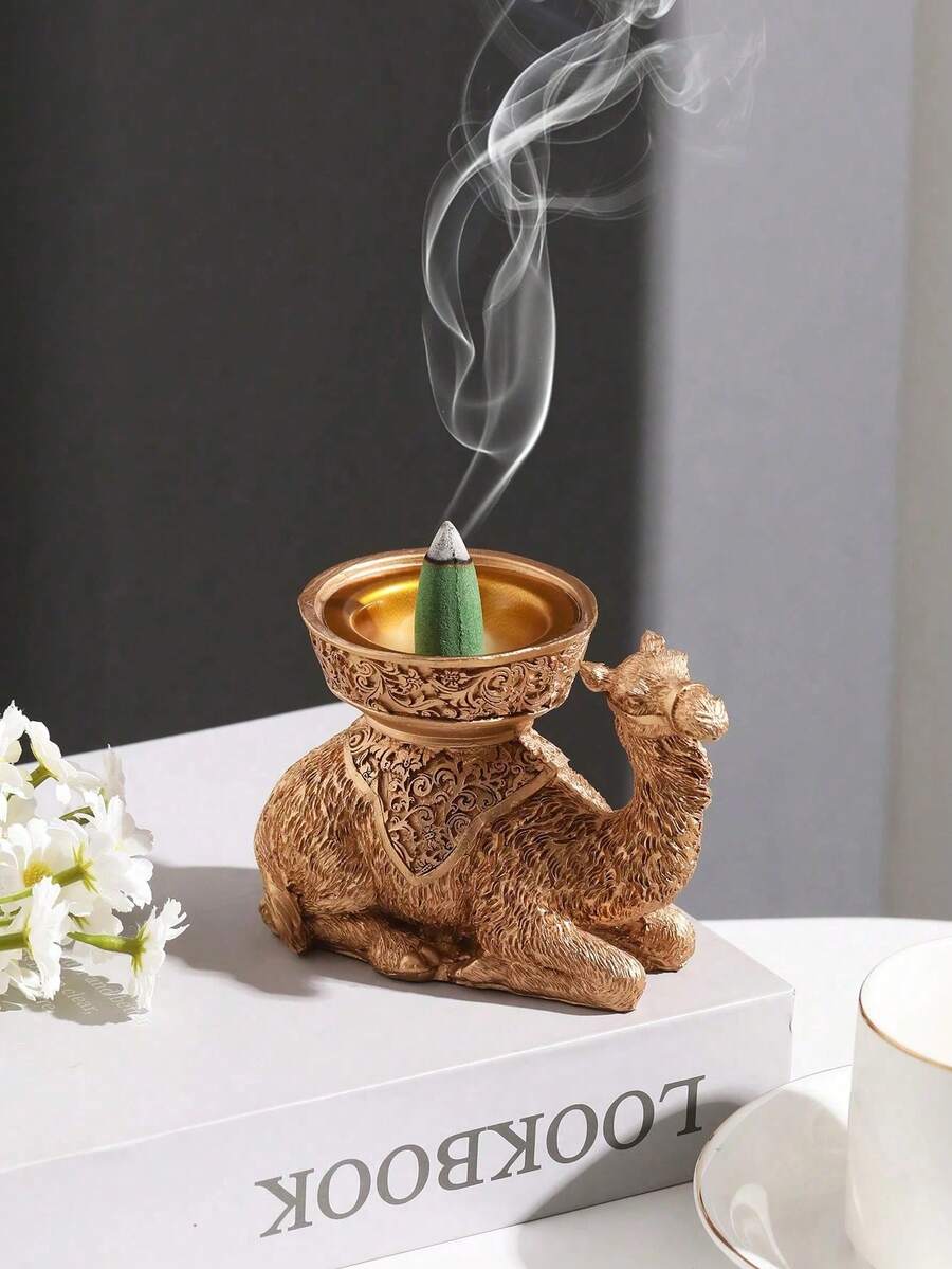 1个树脂创意立式骆驼香炉，适用于客厅、书房、卧室、餐厅等空间，是斋月、情人节、母亲节、感恩节等节日的最佳礼物。 - 彩色 - 查看 1