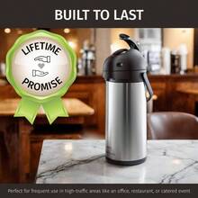Coffee Carafe With Pump - 102oz 3L Airpot 12 Hours Large Hot Carafe, Cocoa Dispenser Parties - Tea Flask, Insulated Stainless Steel Airpots Hot Beverage Dispenser - Coffee Pump - 銀 + 102 盎司 - 查看 8