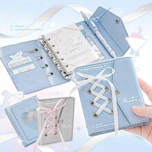 Rosyposy 1 件优雅丝带笔记本 - 女士信封日记本，带展示窗，仿皮封面，系带细节，可爱日记本，学校用品，返校 - 均碼 - 查看 7