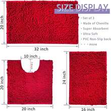 Red Bathroom Rugs Non Slip Thick Bath Mat Sets 3 Piece, Thickened Bath Mats For Bathroom,Bath Rugs Quick Dry Machine Washable For Shower Mat-Rugs For Living Room-Christmas Decorations Bthroom Set - 白色 - 查看 8