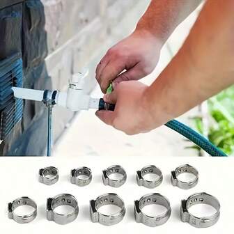 14pcs Adjustable Worm Gear Hose Clamps, Durable 304 Stainless Steel, Single Ear Style, Easy To Use Industrial Pipe And Air Duct Fasteners, Pipe Clamps | Adjustable Clamps | Stainless Steel Straps
