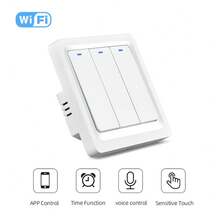 مفتاح ذكي ثنائي الوضع واي فاي وبلوتوث - مفتاح جداري بزر دفع ChevoLink المعياري الأوروبي 1/2/3 أجنحة باللون الأبيض يتطلب سلك محايد تيار متردد 100-240 فولت - متوافق مع أليكسا وتويا سمارت لايف للتحكم الصوتي السلس - أبيض - مشاهدة 7