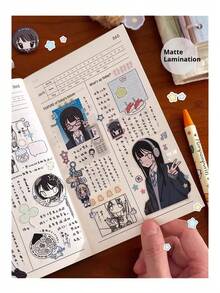 1pc - 2025 New - Line Study Room - Cat Director - ID Photo Girl High School Student - Anime Character Sticker - Phone Tablet Laptop Sticker - Planner Supplies - Decorative Sticker - Home Decor - Wall Decor - Cup Luggage Skateboard DIY Sticker - Stitch Toys Travel Toys Classroom Fidget Toys Mini Stuff Bath Toys Christmas Stationery Stress Ball - Birthday Gift - Christmas Gift - Christmas Eve Gift - Perfect Gift - Gift - Toys - Games