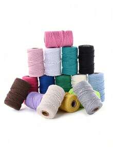 流苏绳，优质流苏绳，粗天然线，多股合成编织绳，用于壁挂装饰，植物吊架，工艺品，包袋，DIY，家居装饰，礼品包装，彩色扭纹编织绳，空心线工艺装饰，腰带配件，涤纶流苏绳，钩编用黑纱，针织用钩针线 - 彩色 - 查看 8