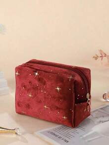 1个优雅星形天鹅绒八角化妆包，便携式手提化妆包，金色闪亮星形设计，包含化妆包套装、房间装饰、包袋、化妆包、梳妆台、化妆包、收纳包、储物包、化妆包、洗漱包、桌面收纳包、化妆包、化妆袋、化妆品收纳包、化妆袋、化妆包、梳妆台、化妆包、小化妆包、化妆包、圣诞礼物、小包、手拿包/小手提包、化妆品收纳包、小包、刷子收纳袋、迷你包、大容量包、女士礼物、圣诞礼物、女士礼物创意