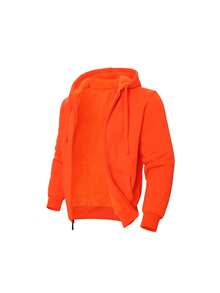Men's Autumn And Winter Tops, Men's Fleece Jackets, Simple And Pure Color, Thickened Fleece, Warm In Winter, Windproof When Going Out - Màu cam huỳnh quang - Xem 3