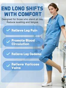AILAKA 20-30mmHg Compression Socks, Men's And Women's High Waisted Pantyhose, Exposed Toe Breathable/Toe Wrapped Warm Medical Pressure Socks, Black Beige Venous Stretch Socks, Thigh High Compression Tight Gradient Support - Beige - View 3