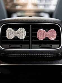 Car Air Outlet Decoration Full Of Diamonds, Shiny Bow Car Air Conditioning Decoration